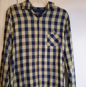 Pull & Bear yellow and blue plaid button down